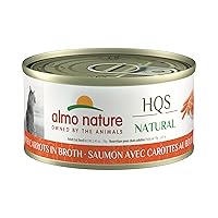 HQS Natural - Salmon with Carrots in Broth Grain Free Wet Canned Cat Food (24 Pack of 2.47 oz/70g Cans)