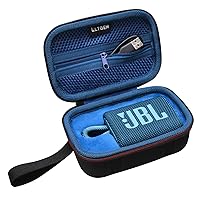 LTGEM EVA Hard Case for JBL Go 3 Portable Wireless Bluetooth Speaker - Travel Protective Case Storage Bag (Black+Blue)