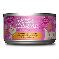 PETITE CUISINE Grain Free Wet Cat Food, Aunt Molly's Tuna and Salmon with Sweet Potato, 2.8oz, 24 cans (49157)