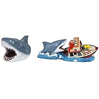 Penn-Plax Jaws Officially Licensed 2-Piece Aquarium Ornament Bundle – Comes with Boat Attack and Shark Swim-Through – Small