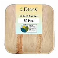 Palm Leaf Plates 10 Inch Square 50 Pack Dinner Plate | Bamboo Plate Disposable Like Compostable Plates, Charcuterie Board, Cheese Platter | Wedding Plate Set Sturdy than 10