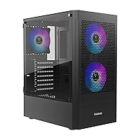 GAMDIAS RGB Gaming ATX Mid Tower Computer PC Case with Side Tempered Glass Panel and Excellent Airflow Design & 3 Built-in 120mm ARGB Fans