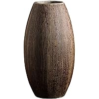 Ceramic Vase Brown Textured Large Wide Mouth, for Home Decor Artificial Flower Vases, Rustic Farmhouse Boho Style, Living Room/Entryway/Table Centerpieces/Dining Bedroom Shelf Decorative