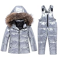 Kids Snowsuit Winter Puffer Jacket and Snow Bib Pants 2-Piece Set