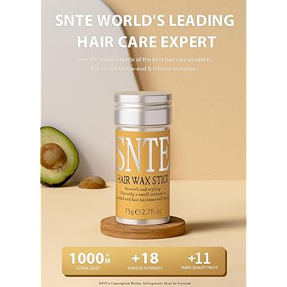 Samnyte Hair Wax Stick, Wax Stick for Hair Slick Stick, Hair Wax Stick for Flyaways Hair Gel Stick Non-greasy Styling Cream for Fly Away & Edge Control Frizz Hair 2.7 Oz