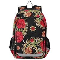ALAZA Golden Brilliant Paisley Rose Flowers Casual Backpack Bag Travel Knapsack Bags