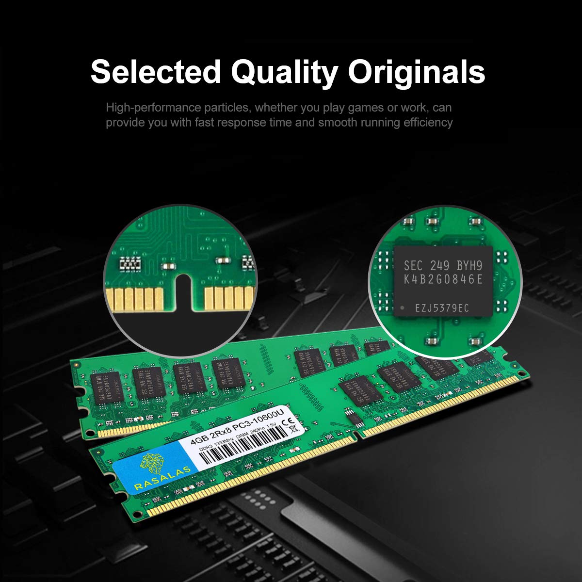 Rasalas 8GB Kit (2x4GB) PC3-10600 DDR3 1333 PC3 10600U Ram DDR3 2Rx8 PC3 10600U 1333 mhz DDR3 1.5V CL9 240-pin DDR3 Memory Module Upgrade for Desktop