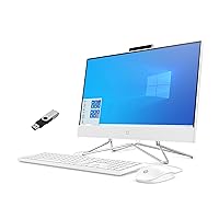 2021 Newest HP 22-inch FHD All-in-One Desktop Computer - Dual-Core AMD Athlon Silver 3050U - 16GB DDR4 RAM-512GB SSD - DVD-RW - WiFi Bluetooth - Windows 10 Pro - Snow White w/ 32GB USB Drive (dd00)