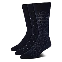 Calvin Klein Men’s Dress Socks – Non-Binding Cotton Crew Socks (3 Pack)