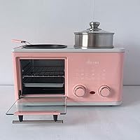 Multifunctional breakfast machine Home 4 in 1 breakfast machine baking decoction steamer toaster toaster electric oven pink