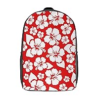 Aloha Hawaiian Hibiscus Print 17 Inch Daypack Travel Laptop Backpack Unisex Large Capacity Shoulder Backpacks Funny Graphic