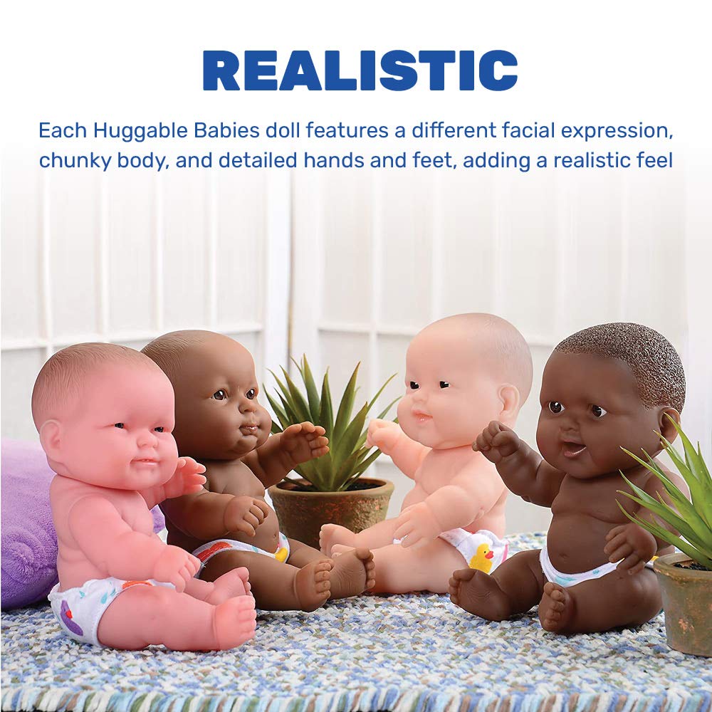 Constructive Playthings Huggable Multi-Cultural Baby Dolls for Kids, Set of 4