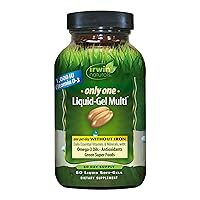 Only One Liquid-Gel Multi - No Iron Daily Essential Vitamins, Minerals, Antioxidants, Omega-3 & Green Super Foods - 60 Liquid Softgels