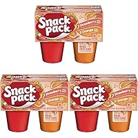 Snack Pack Strawberry and Orange Flavored Juicy Gels, 4 Count Snack Cups (Pack of 3)