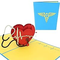 PopLife Healthcare Heart 3D Pop Up Card, For Doctors, Nurses, EMTs, Essential Medical Staff - Hospital Thank You Note - Pop Up Valentines Card - Anniversary Pop Up Mother's Day Card, Happy Birthday