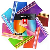 ARTEZA Holographic Self Adhesive Vinyl, 12x12 Inch, Set of 8, Red & Pink Opal Craft Sheets, Easy to Cut & Weed, for Indoor & Outdoor Projects, Compatible with Most Craft Cutters