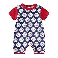 Sport Clothes for Toddler Infant Boys Girls Short Sleeve Cartoon Baseball Prints Pullover Romper Newborn Sweatshirt