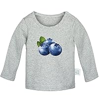 Fruit Blueberries Cute Novelty T Shirt, Infant Baby T-Shirts, Newborn Long Sleeves Graphic Tee Tops
