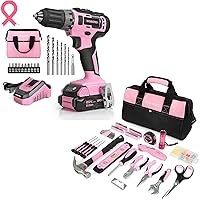 WORKPRO 20V Pink Cordless Drill Driver Set+106-Piece Pink Tool Kit