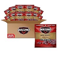 Jack Link's Beef Jerky, Original, Multipack Bags – Flavorful Meat Snacks for Lunches, Ready to Eat, Individual Packs - 7g of Protein, Made with 100% Beef – 0.625 oz (Pack of 20)