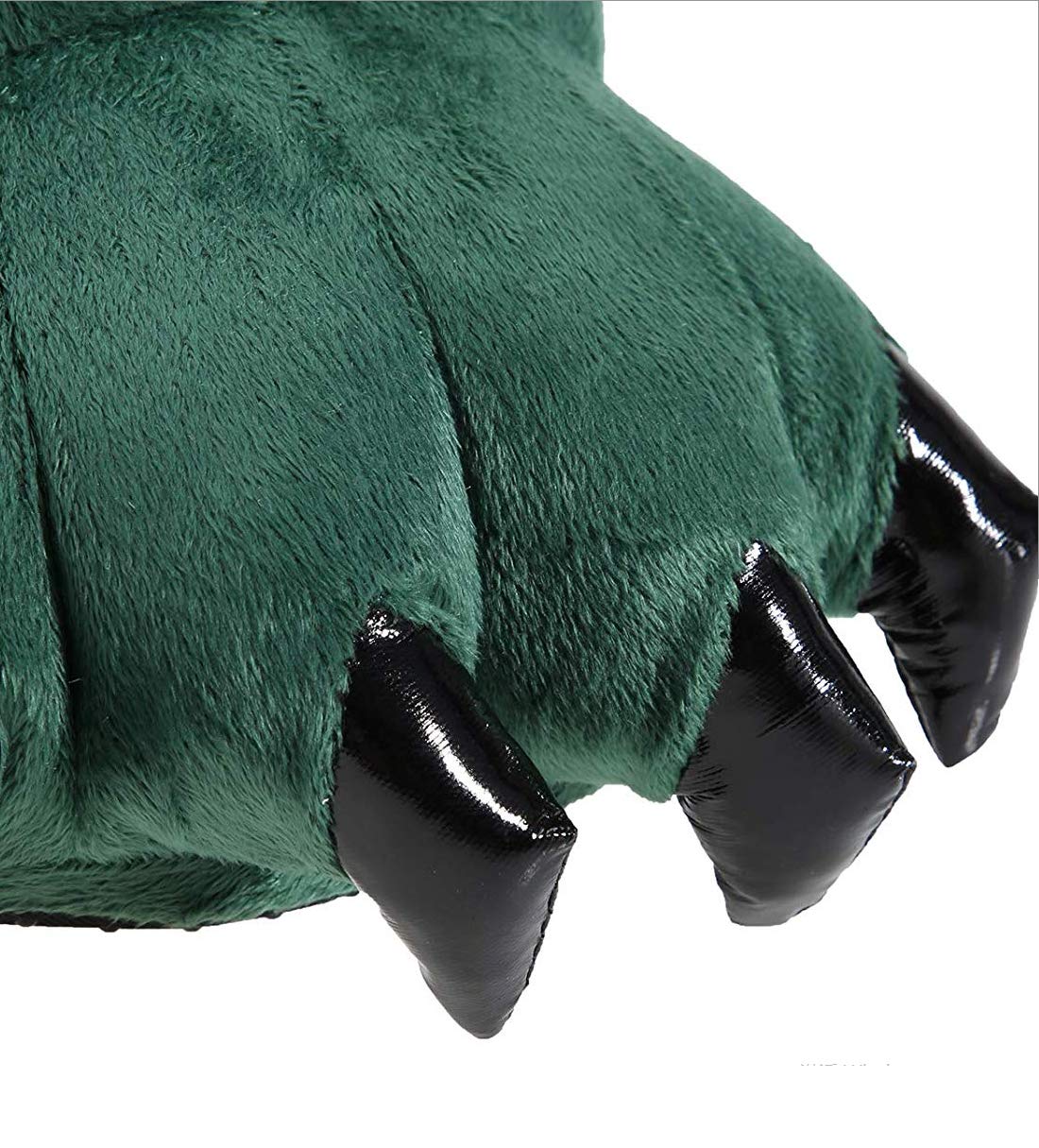 Thicken Warm Winter Slippers Dinosaur Claws Slippers Novelty Feet, Green, Size 20 X-Wide