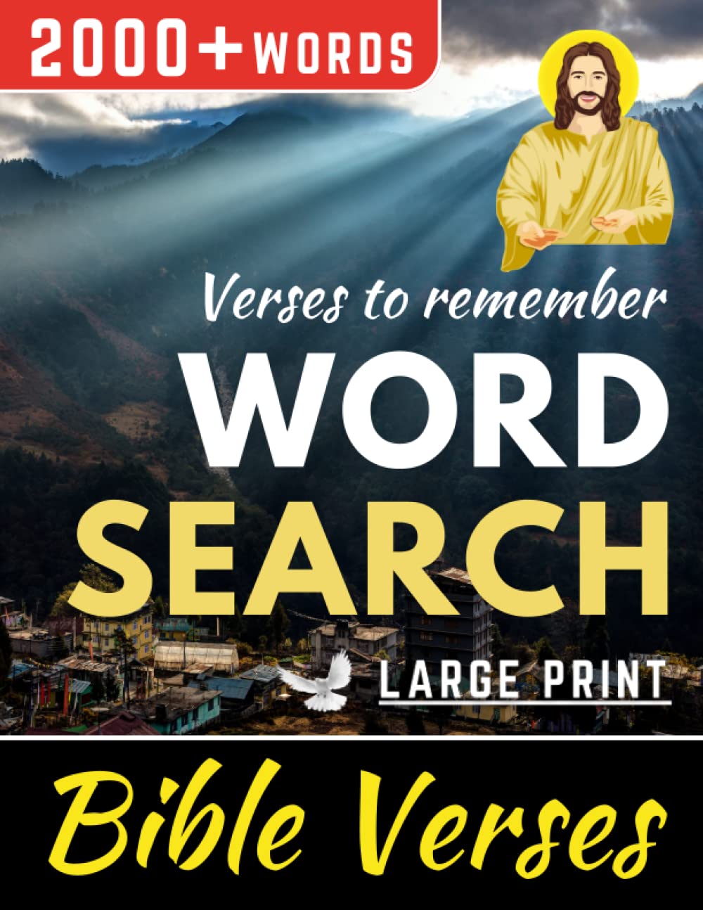 BIBLE VERSE Word Search 2000+ Words for Adults and Seniors. LARGE PRINT: This gift will keep your mind active and feed it with positive thoughts. Relaxing Big Font Word find Puzzles (Wordsearch Book)