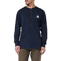 Carhartt Men's Loose Fit Heavyweight Long-Sleeve Pocket Henley T-Shirt, Navy, Large