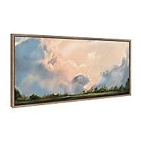 Sylvie Clouds Framed Canvas Wall Art by Mary Sparrow, 18x40 Gold, Modern Nature Skyline Art for Wall