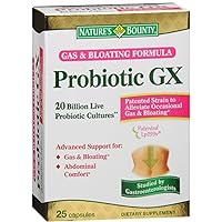 Nature's Bounty Probiotic GX Gas & Bloating Formula, Capsules 25 ea (Pack of 4)