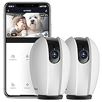 Pan/Tilt Security Camera for Baby Monitor with Phone App (2 Pack+2 32GB SD Cards), 1080P WiFi Pet Camera Indoor, 360° Home Security Camera with Motion & Sound Detection, Two-Way Audio