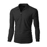 Men's Casual Sporty Design Coolon Zipper Polo Collar T-Shirt