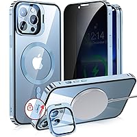 [Camera Invisible Stand & Slide Pop-up Lock] Magnetic Privacy Case for iPhone 13 Pro Max [Compatible with MagSafe] [Full Lens Protection+Invisible Kickstand] Full Body Metal Bumper Cover-Sierra Blue