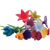 Trudeau Duo Tone Floral Wine Charms, Multicolor, Set of 12