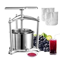 Fruit Wine Press, 1.6 Gallon/6L, 2 Stainless Steel Barrels, Manual Juice Maker, Cider Apple Grape Tincture Vegetables Honey Olive Oil Making Press with T-Handle, Triangular Structure for Kitchen