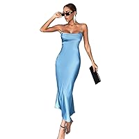 Women Dresses Solid Tie Backless Cami Dress
