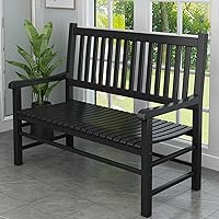 Patio Bench,Outdoor Benches,Garden Benches for Outdoors,Front Porch Bench,Benches for Outside,Wood Bench Outdoor,Backyard Benches with Backrest and Armrest,for Porch,Lawn,Garden