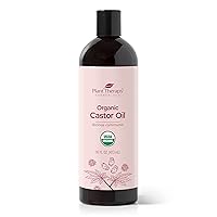Castor Oil USDA Organic Cold Pressed 100% Pure Hexane Free 16 oz Conditioning & Healing, For Dry Skin, Hair Growth - Skin, Hair Care, Eyelashes