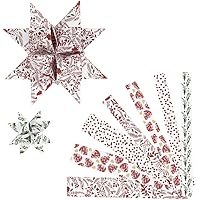 Paper Star Strips, W: 15+25 mm, D: 6,5+11,5 cm, white, red, metallic foil, 48pcs