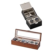 Watch Box, Watch Case for Men Women, Wooden Watch Display Storage Box, Watch Travel Case for Men, Wood Watch and Jewelry Box for Woman wtc-black-wb-61walnut