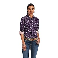 Ariat Women's R.E.A.L. Southwestern Print Long Sleeve Kirby Stretch Button-Down Navy X-Large