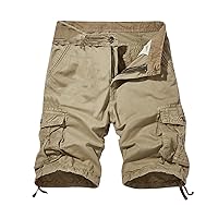 Twill Cotton Cargo Shorts for Men, Men's Casual Hiking Shorts Big and Tall Regular Short Stretch Cotton Shorts with No Belt