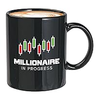 Stock Trader Coffee Mug 11oz Black - Millionaire in Progress - Trading Inspirational Day Trader Stock Market Brokers Market Digital Currency