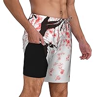 Mens Swim Trunks 9 Inch Inseam Board Shorts Beach Swimwear Bathing Suit with Compression Liner and Pockets