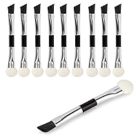 10 Piece Dual Ended Angled Brow Brush and Eye Shadow Applicator, Extra Small Size