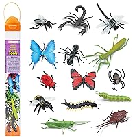 Safari Ltd. Insects TOOB - 14 Mini Figurines: Caterpillar, Dragonfly, Centipede, Grasshopper, Ladybug, Spider, Bee, Scorpion, Mantis, & More - Educational Toy Figures for Boys, Girls & Kids Ages 3+