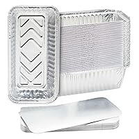Juvale 50 Pack Aluminum Foil 2 lb Disposable Loaf Pans With Lids for Baking Bread, Heating, Storing Food (22oz, 8.5 x 4.5 In)