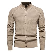 Cardigan Sweaters for Men,Mens Sweater Stand Collar Button Down Chunky Cardigans Fall Winter Knitted Jacket