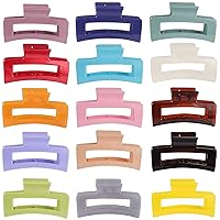 15 Pack Rectangle Hair Claw Clips Solid Color Hair Clips Stylish Elegant Barrettes for All Hair Types for Women Non-Slip Hair Jaw Clips