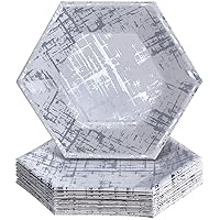 Silver Spoons Elegant Disposable Dinnerware - Arctic Collection, Hexagon Side Plates, Silver