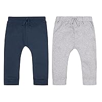 Baby Boys' Pure Organic Cotton Pull on Jogger Pants, 2 Pack